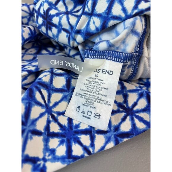 Lands' End women's 10 blue white v-neck tankini swim top racerback wireless‎ - Picture 5 of 5